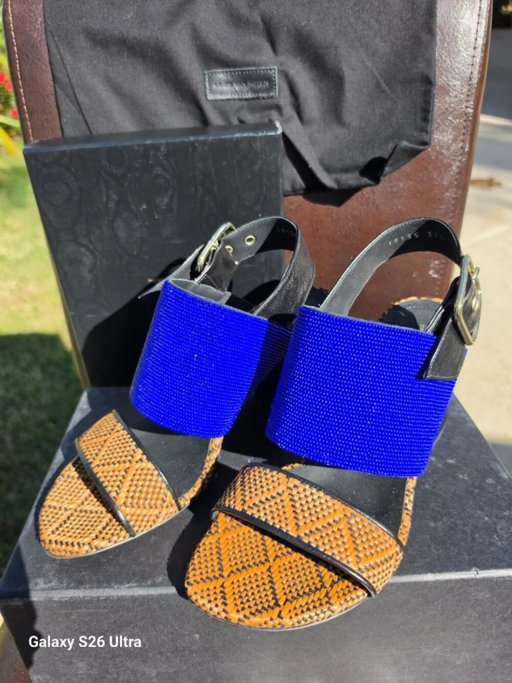 DRIES VAN NOTEN Blue Bead Heel Sandals 37.5 80mm WS25/135/H80 Blue 504 Full Set